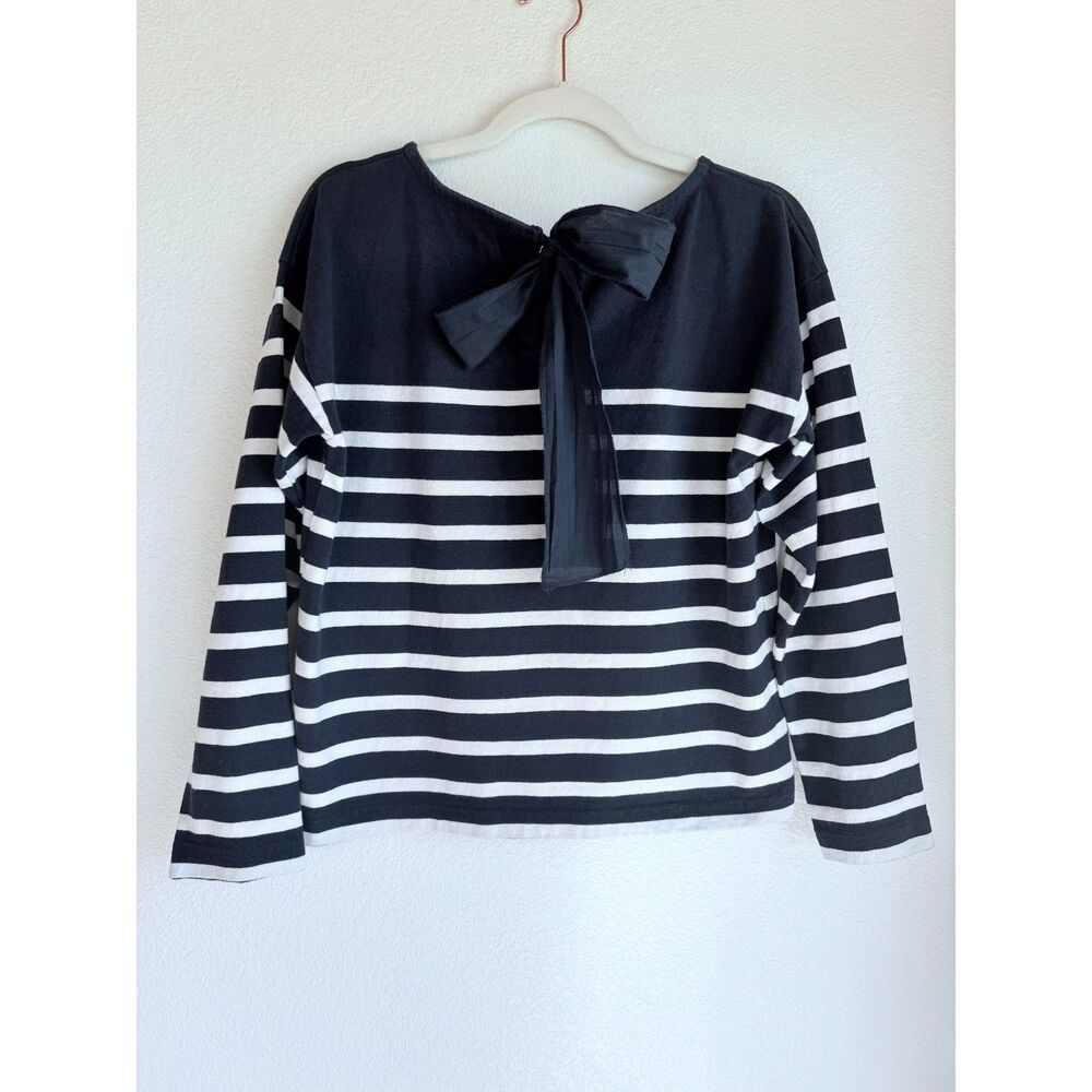 J.Crew Women's Mariner Cloth Bow Back Striped Long Sleeve Top in Navy & White S - Picture 6 of 12